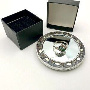 Ocean Mystic Topaz & Diamond Scroll Ring in Sterling